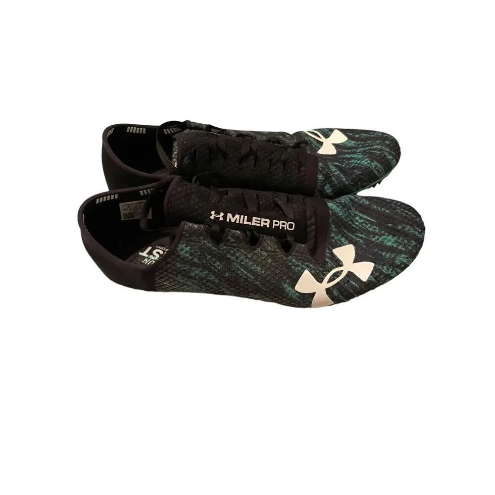 Under Armour Mens Black & Green Speedform Miler Pro Track Spikes Athletic Shoes